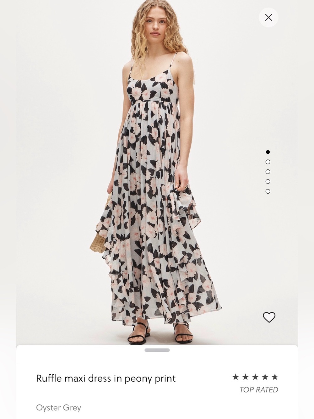 J. Crew Oyster Grey Peony Print Ruffle Maxi Dress | NWT | sold out size|